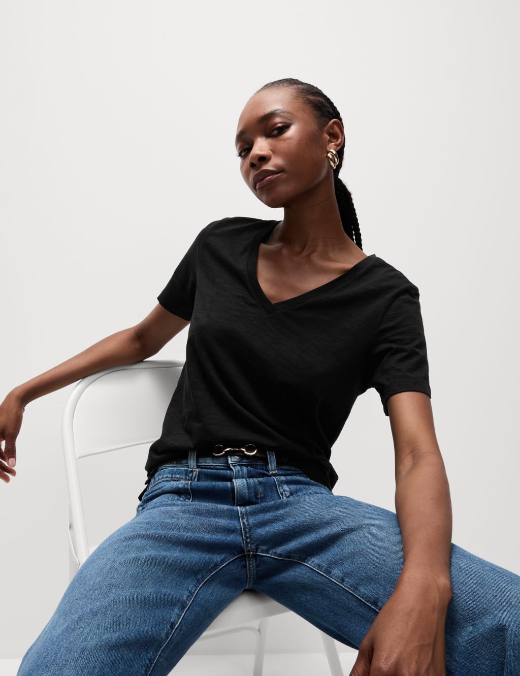 2pk Pure Cotton V-Neck Relaxed T-Shirts 2 of 5