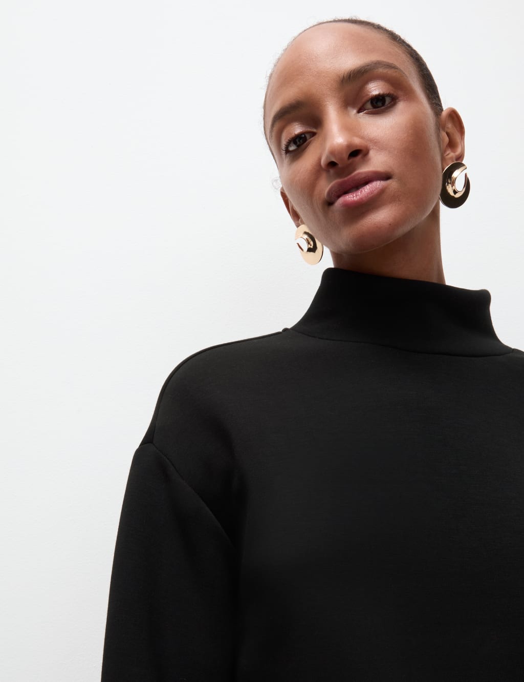 Black full neck sweatshirt discount