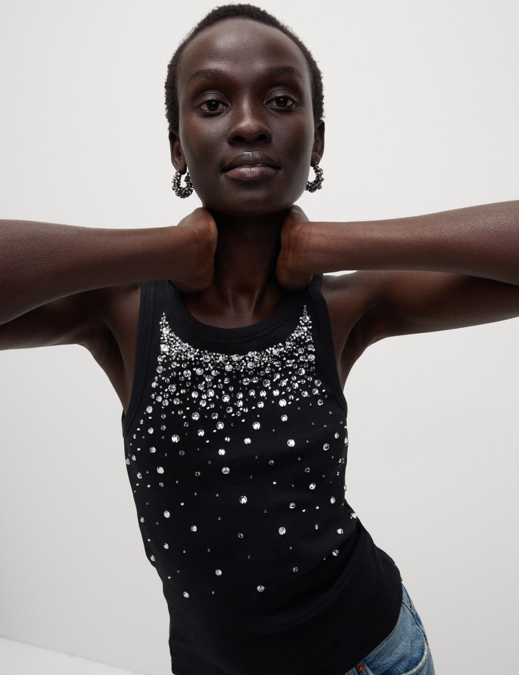 Embellished vest top best sale