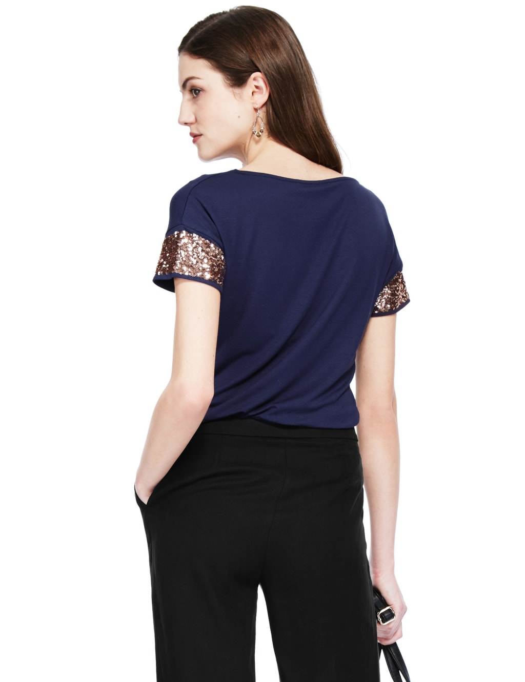 Sequin Short Sleeve Jersey Top 4 of 4