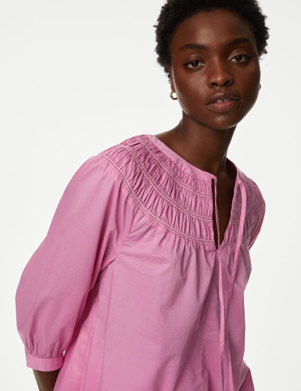 Pure Cotton Smocked Detail Top M S Collection M S