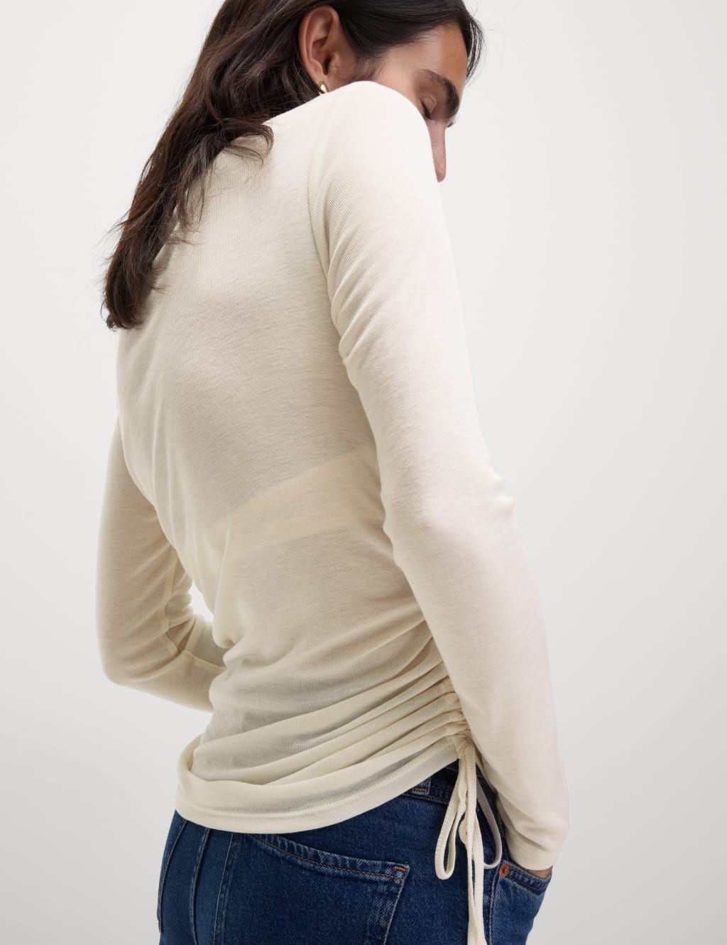 Lyocell Rich Ruched Top with Wool 1 of 7