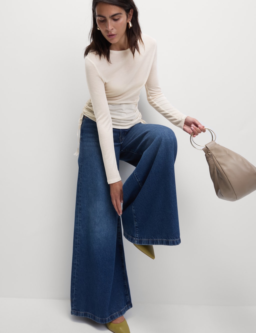 Lyocell Rich Ruched Top with Wool 3 of 7