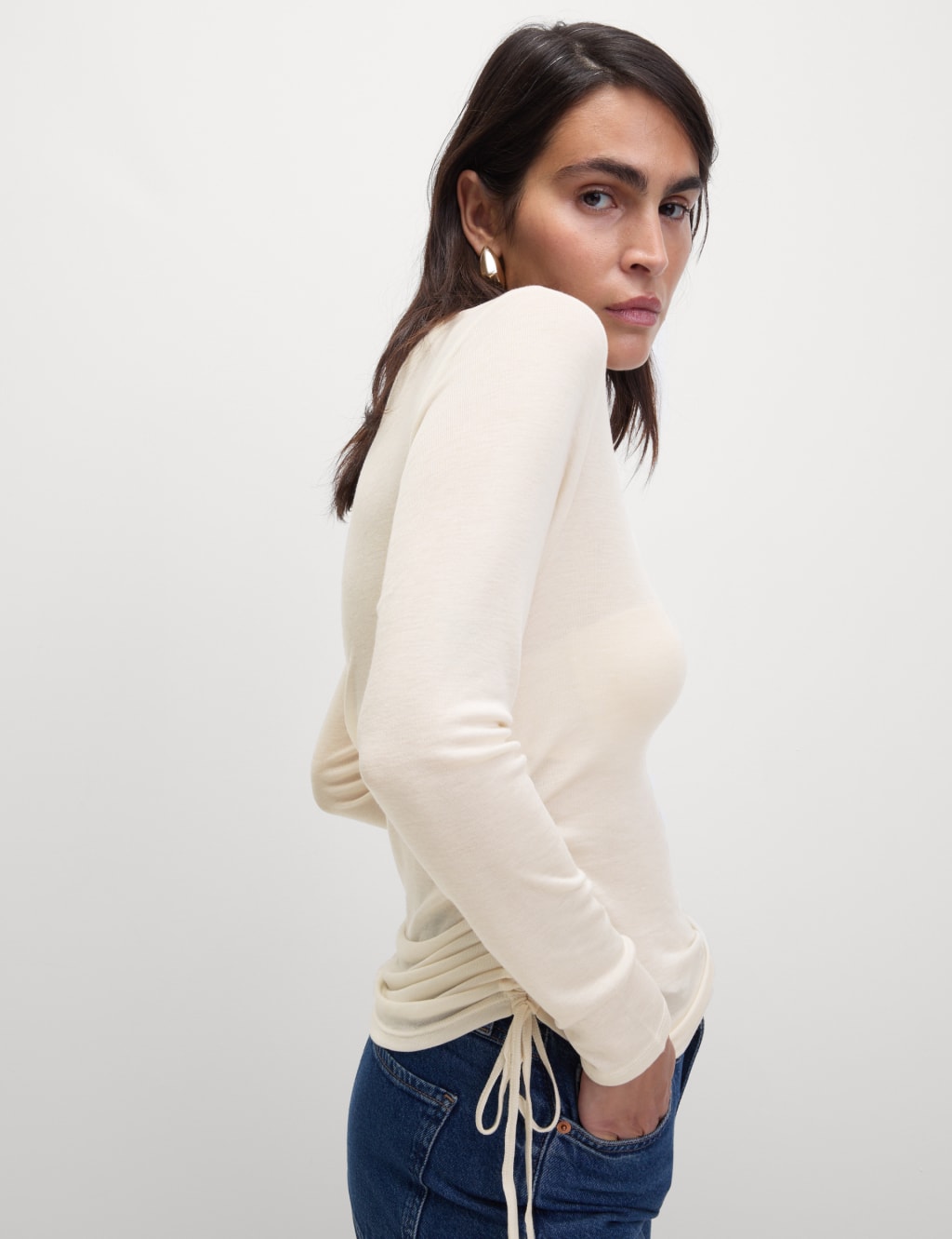 Lyocell Rich Ruched Top with Wool 4 of 7