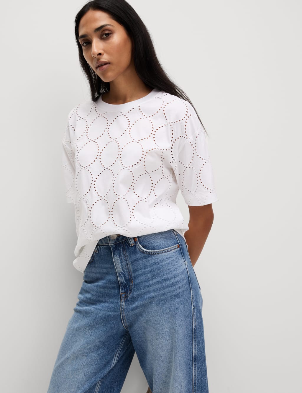 Cotton Rich Broderie T-Shirt 5 of 5