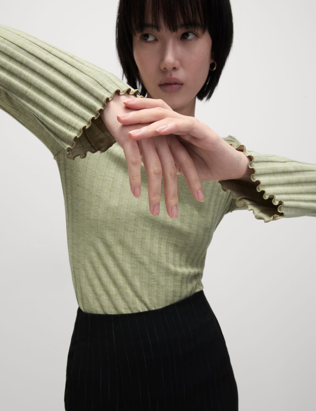 Cotton Rich Ribbed Off The Shoulder Top | M&S Collection | M&S