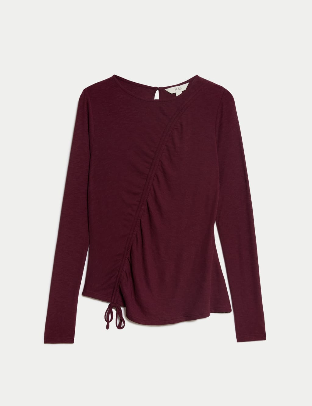 Long Sleeve Mesh Ruched Top 2 of 5