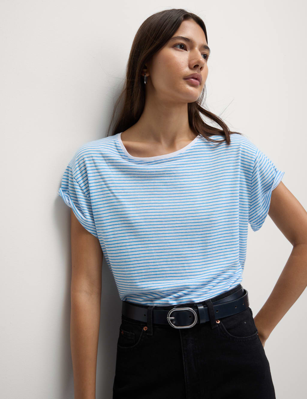 Linen Blend Striped T-Shirt 3 of 4