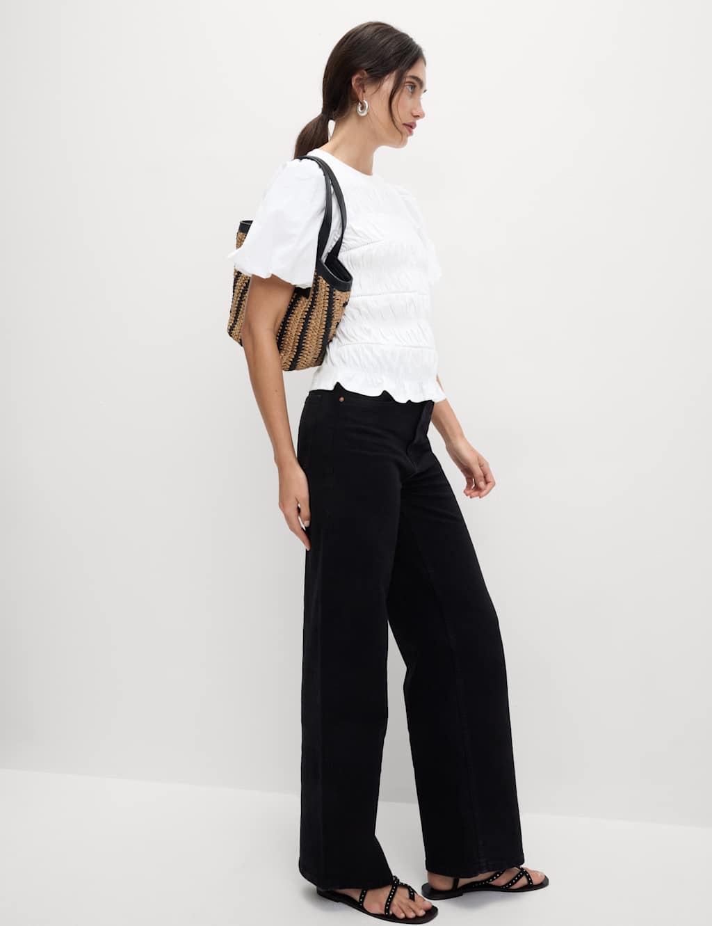 Pure Cotton Jersey Smocked Puff Sleeve Top 3 of 5