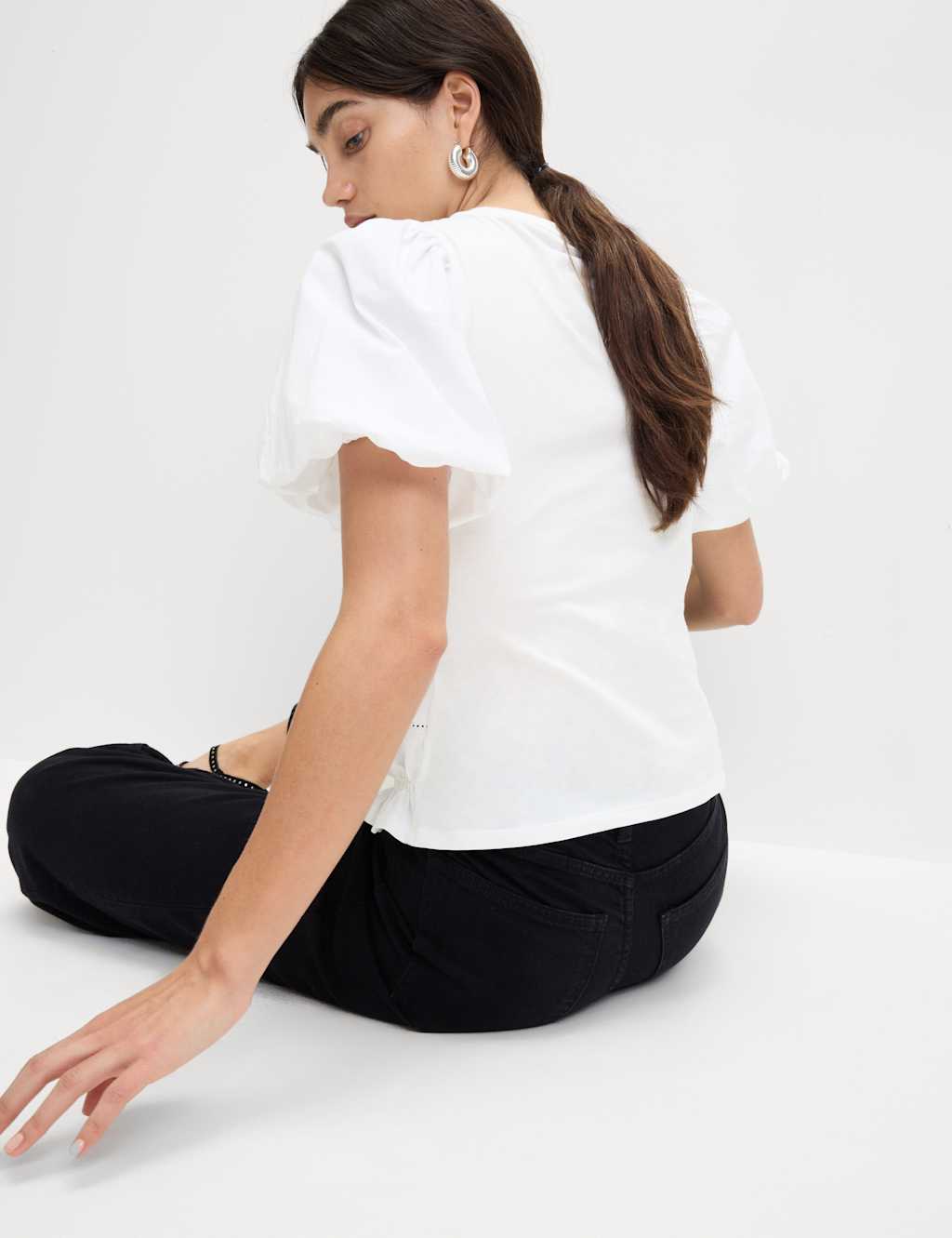 Pure Cotton Jersey Smocked Puff Sleeve Top 4 of 5