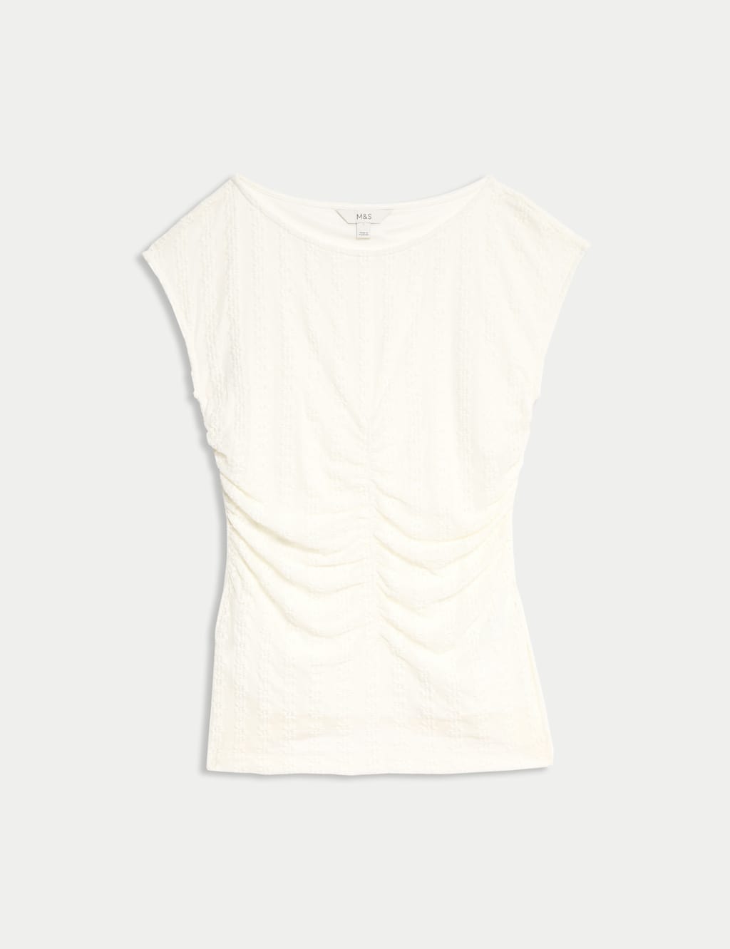 Ruched Mesh Slash Neck Top 2 of 5