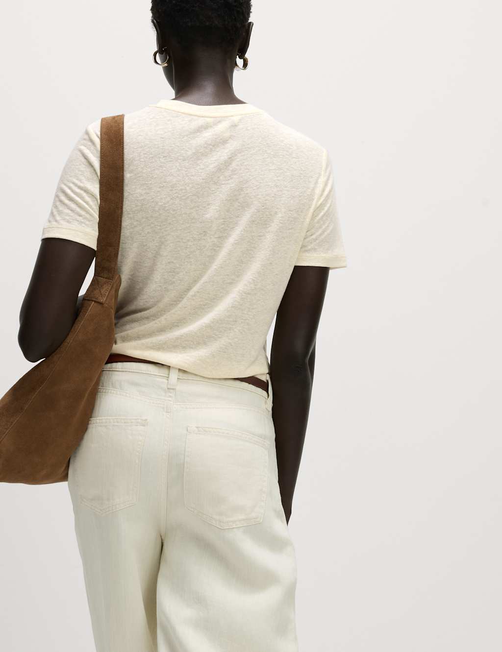 Linen Rich Crew Neck Twist Front T-Shirt 4 of 6