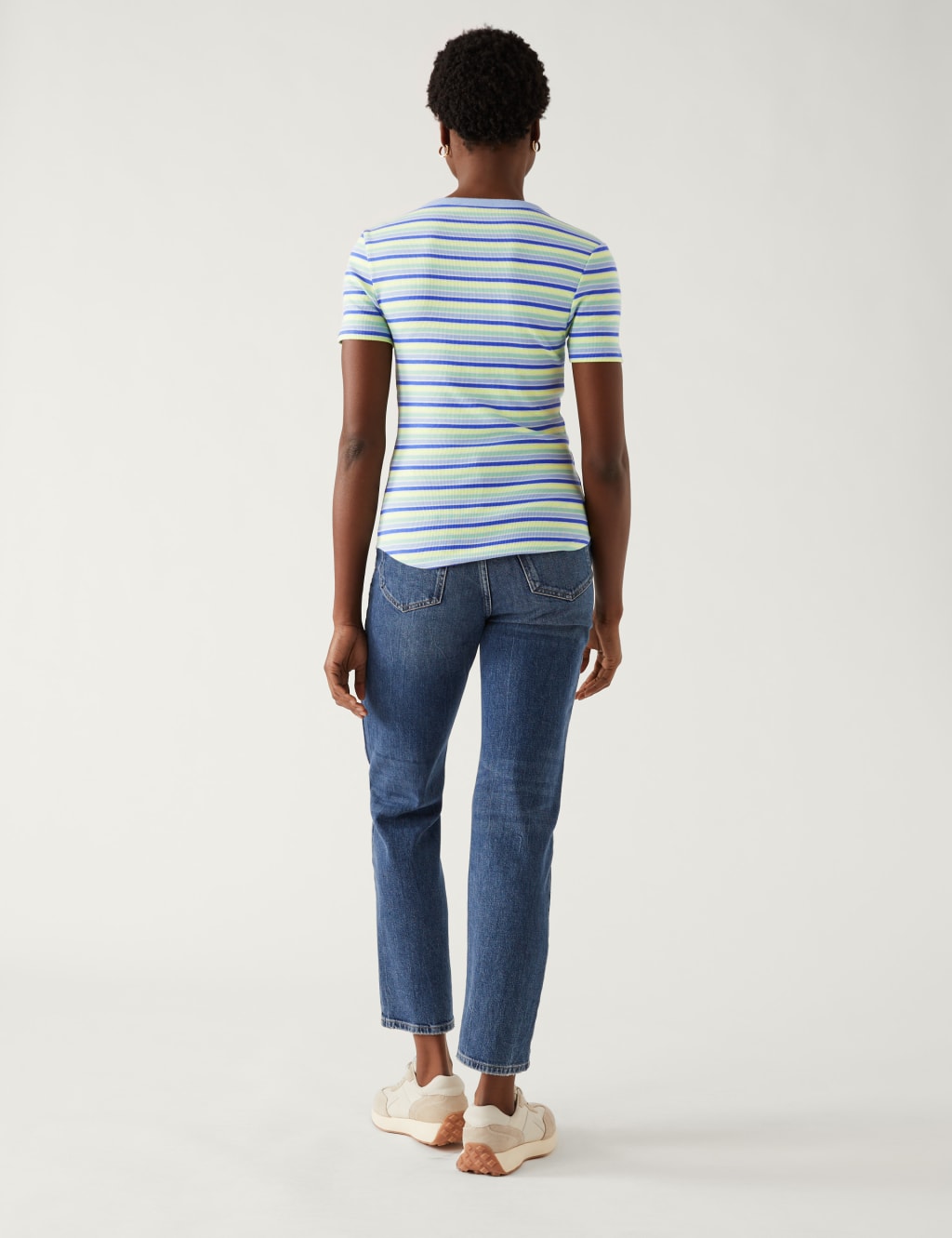 Cotton Rich Ribbed Striped Henley Top 5 of 5