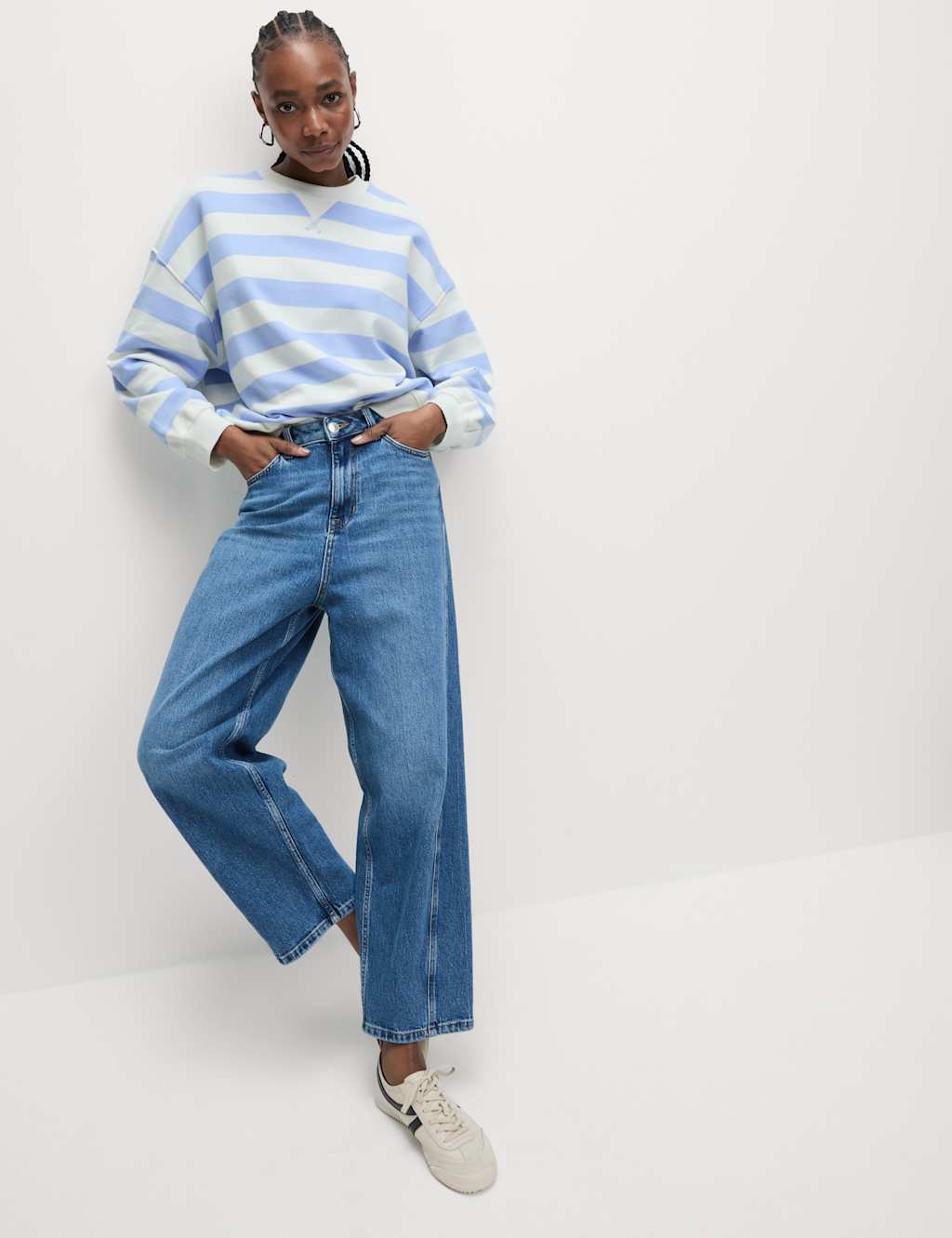 Pure Cotton Striped Crew Neck Sweatshirt 3 of 6