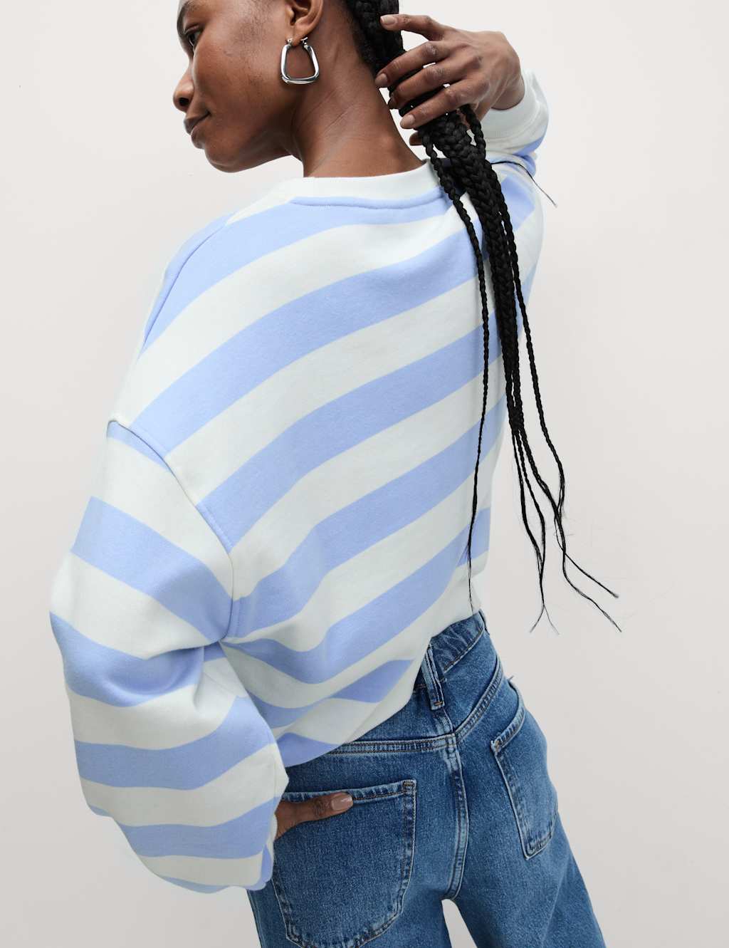 Pure Cotton Striped Crew Neck Sweatshirt 4 of 6