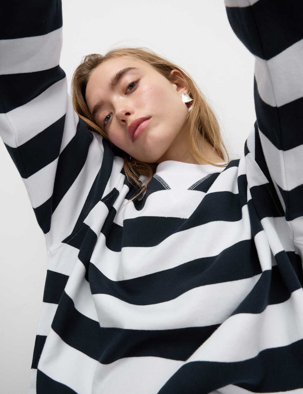Pure Cotton Striped Crew Neck Sweatshirt 3 of 5