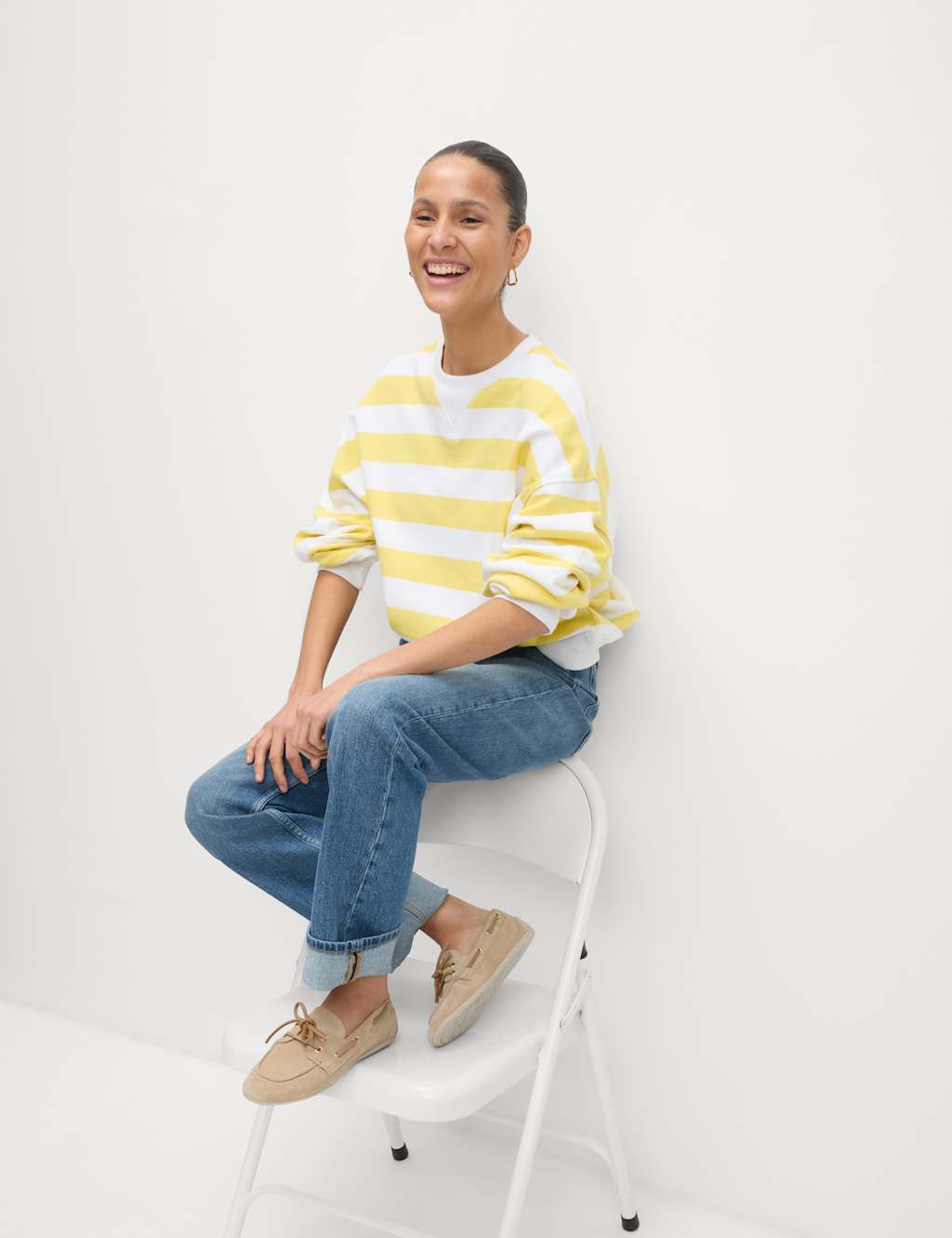 Pure Cotton Striped Crew Neck Sweatshirt 4 of 5