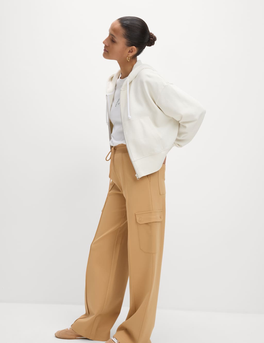 Pure Cotton Cropped Zip Through Hoodie 3 of 6