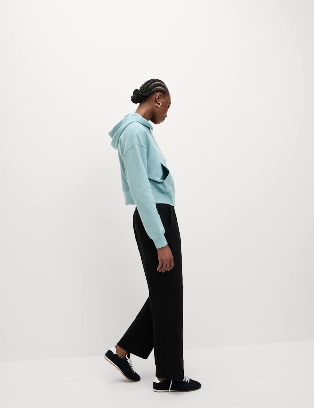 Pure Cotton Cropped Zip Through Hoodie 4 of 5