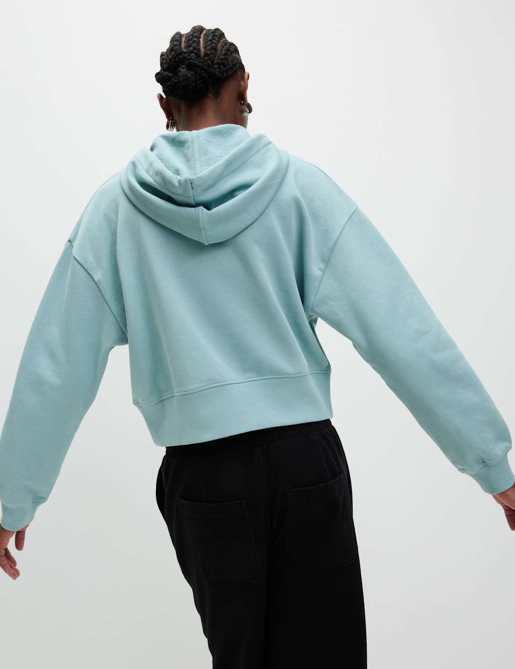 Pure Cotton Cropped Zip Through Hoodie 5 of 5