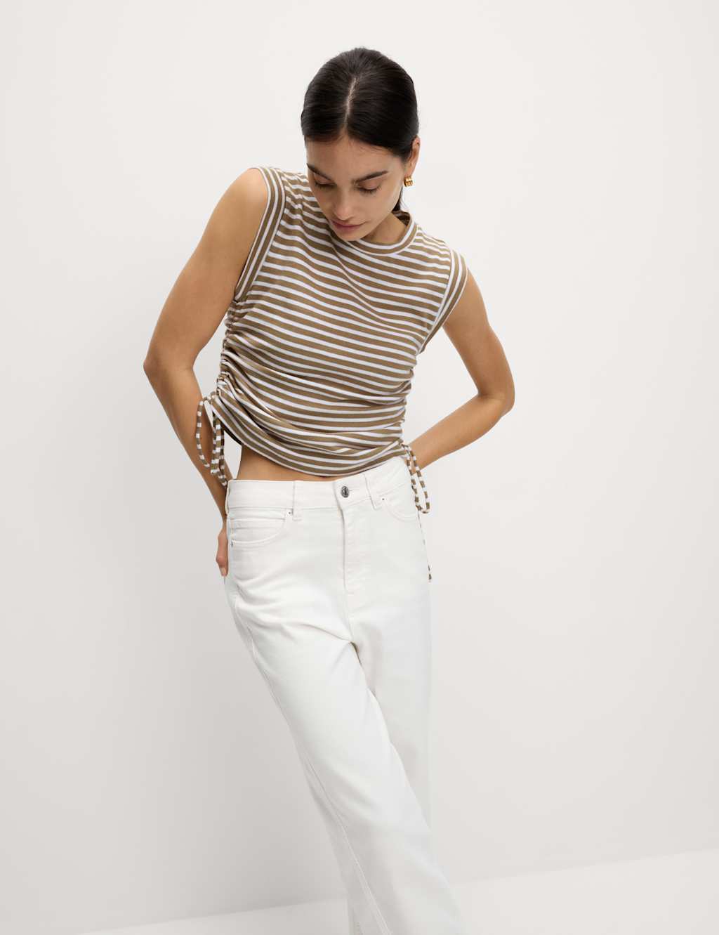 Pure Cotton Striped Drawstring Top 1 of 6