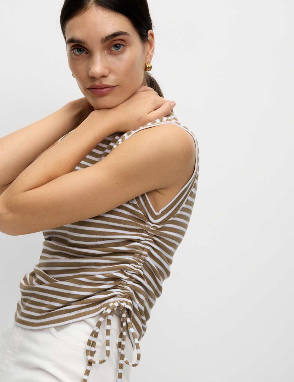 Pure Cotton Striped Drawstring Top 5 of 6