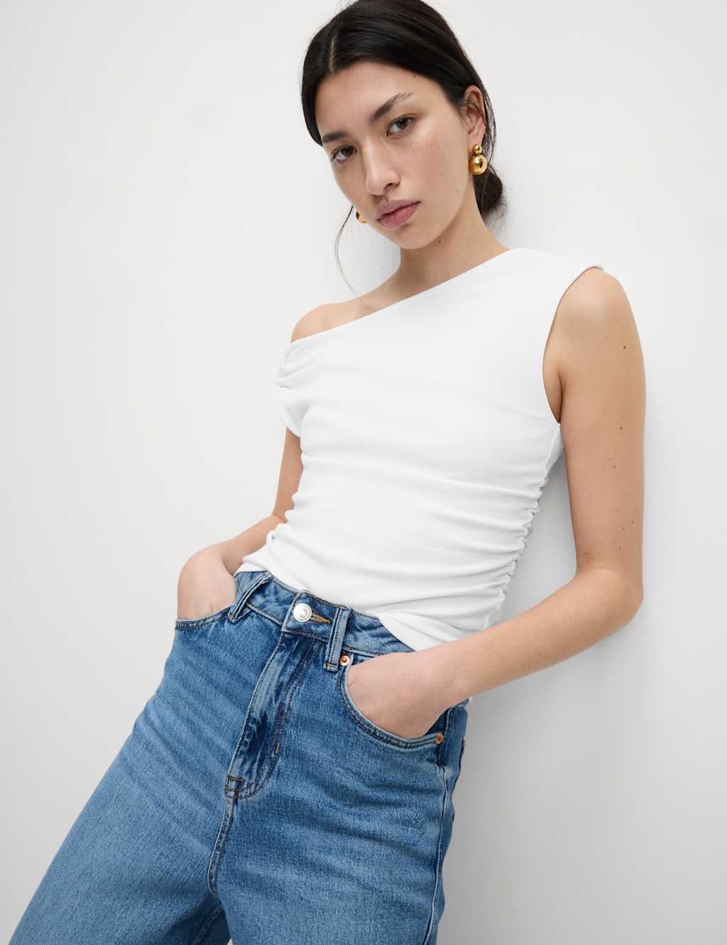 Cotton Rich Asymmetric Neck Vest 3 of 6