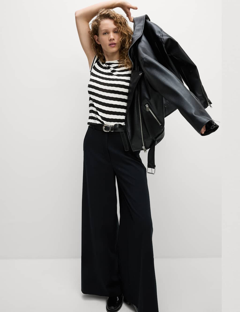 Striped Pointelle Crew Neck T-Shirt 3 of 5