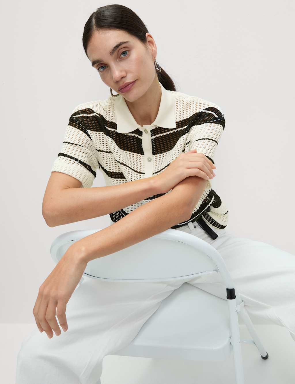 Cotton Rich Striped Textured Resort Top 4 of 5