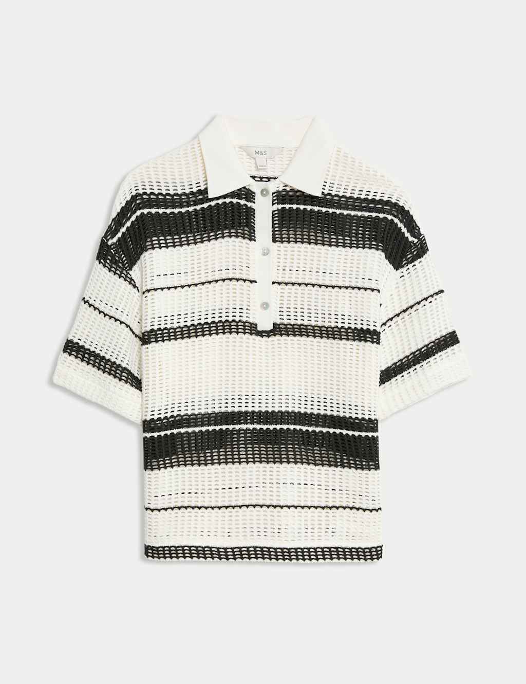 Cotton Rich Striped Textured Resort Top 2 of 5