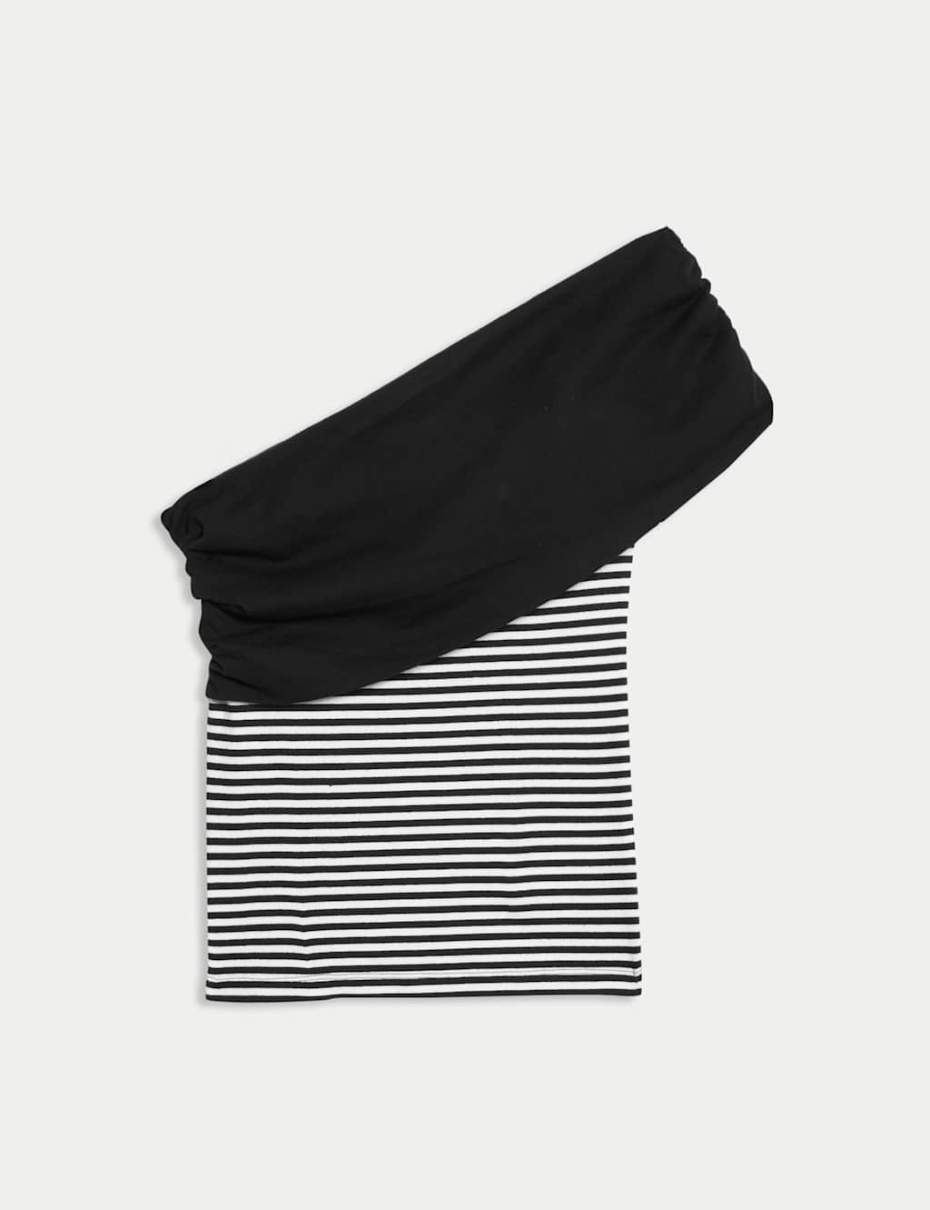 Cotton Rich Striped Ribbed One Shoulder Top 2 of 5