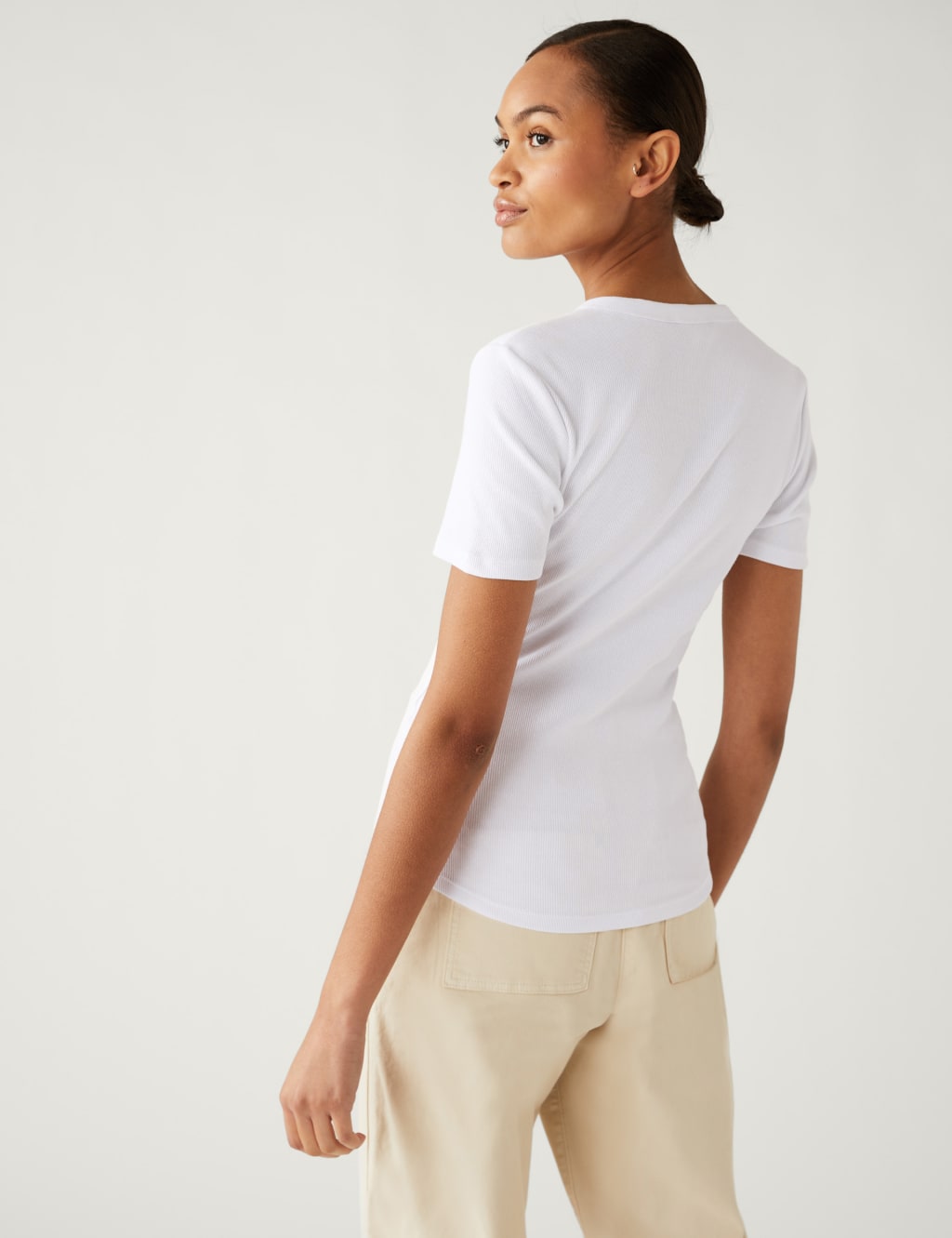 Cotton Blend Ribbed Henley Top 5 of 5