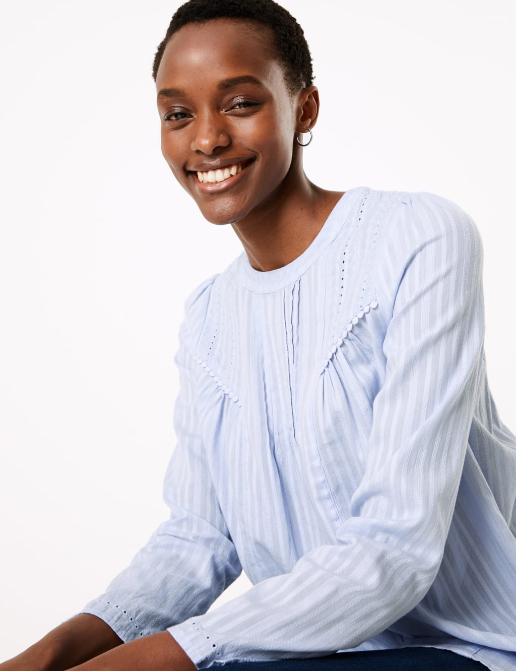 Pure Cotton Striped Blouse 1 of 4