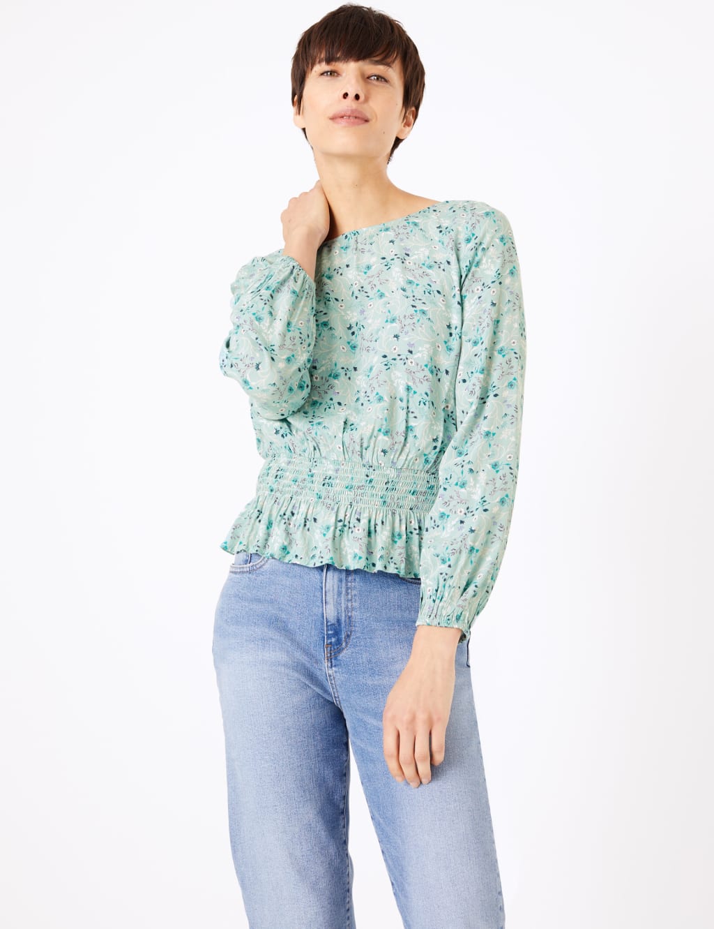Smocked waist blouse discount