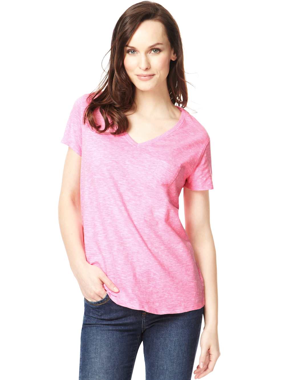Fluoro Dye V-Neck Short Sleeve T-Shirt 1 of 2
