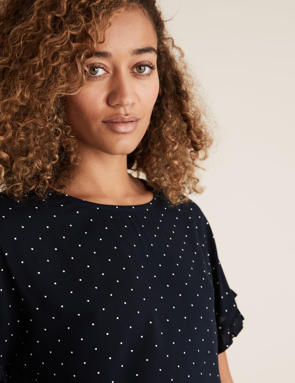 Polka Dot Frill Detail Short Sleeve Top 3 of 5