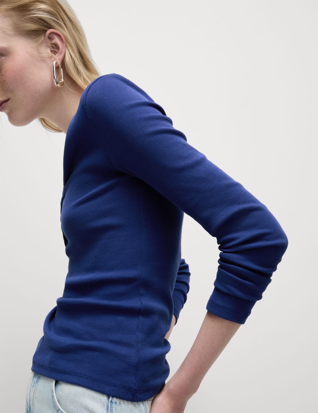 Cotton Rich Ribbed V-Neck Top 5 of 5