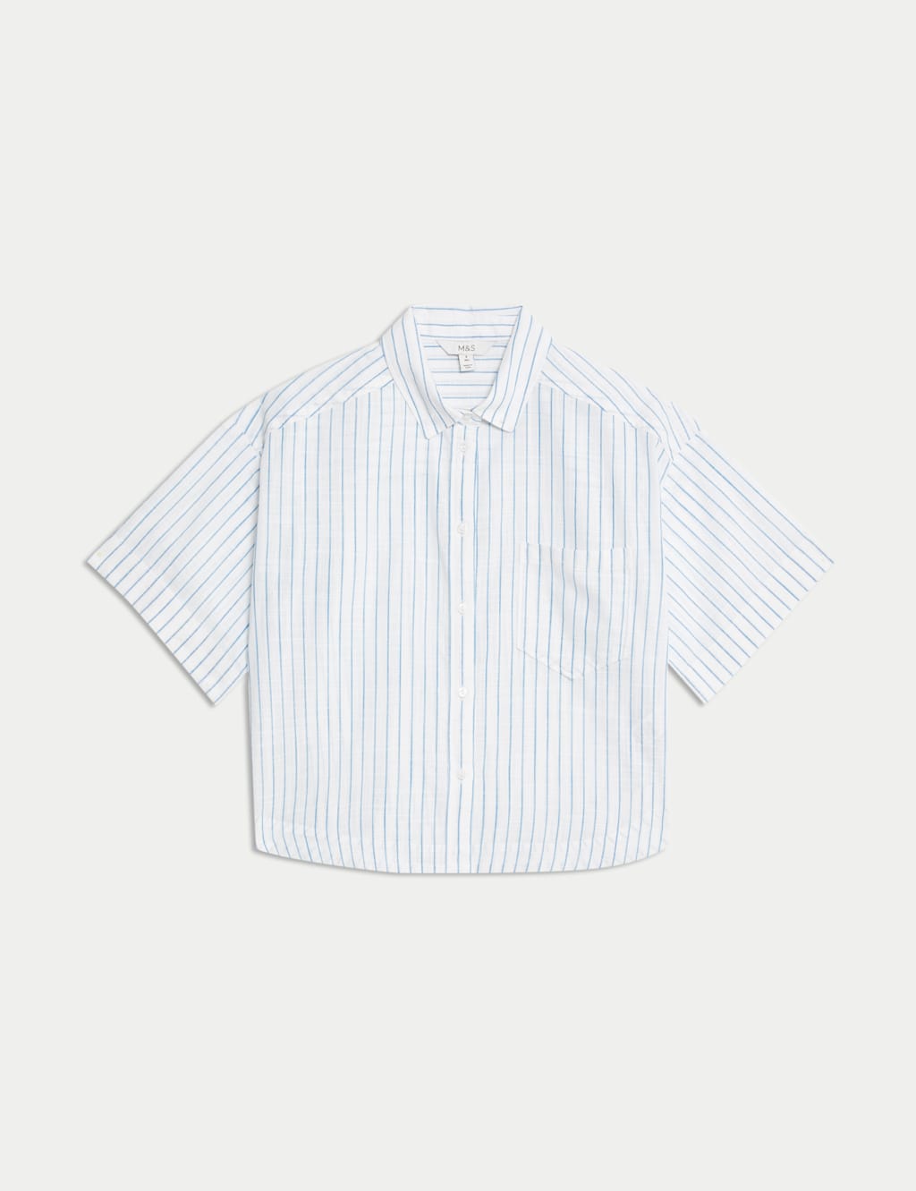 Pure Cotton Cropped Striped Shirt 2 of 4
