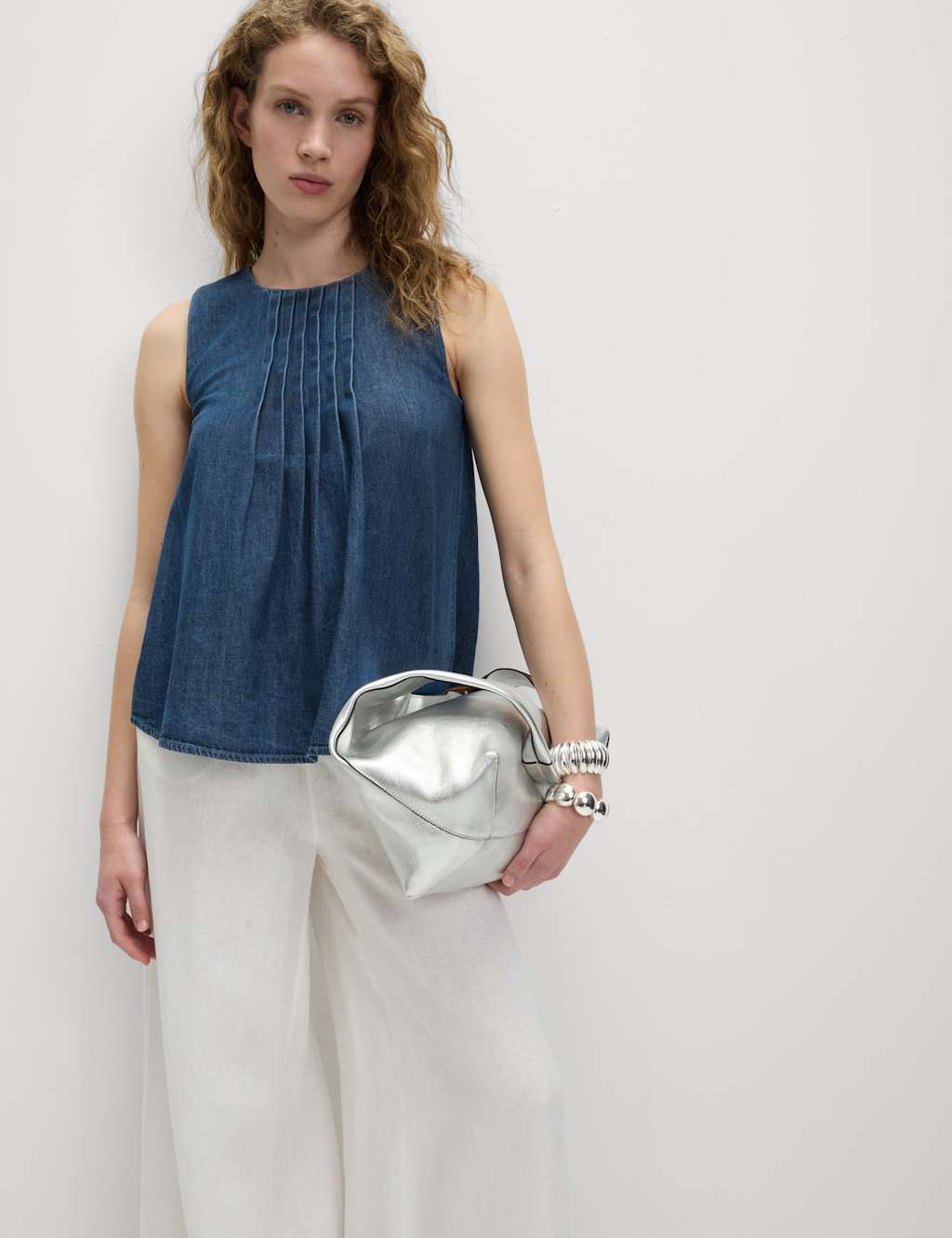 Pure Cotton Denim Pintuck Cami 4 of 5