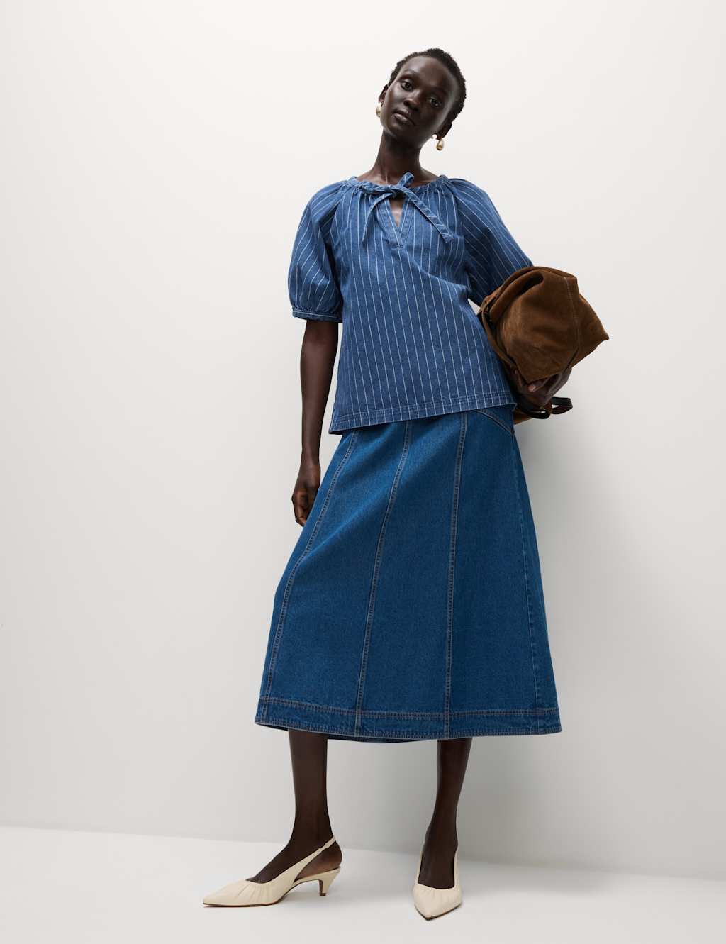 Pure Cotton Striped Denim Top 3 of 5