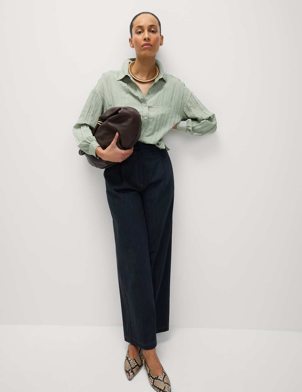 Crinkle Textured Collared Shirt 3 of 6