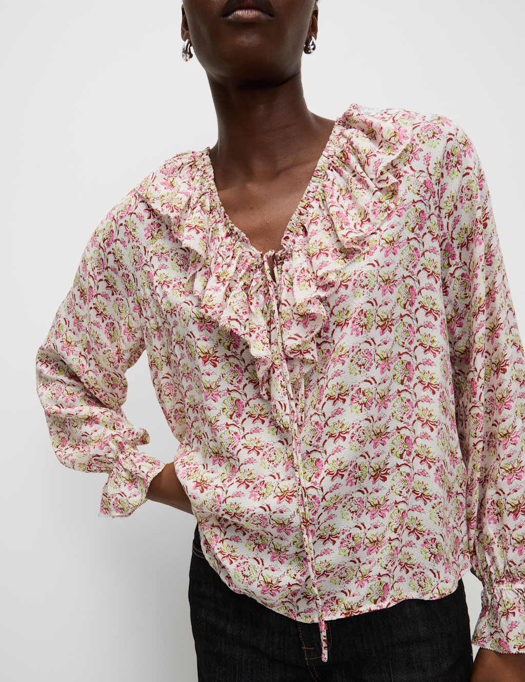 Pure Modal Floral Ruffle Blouse 5 of 5