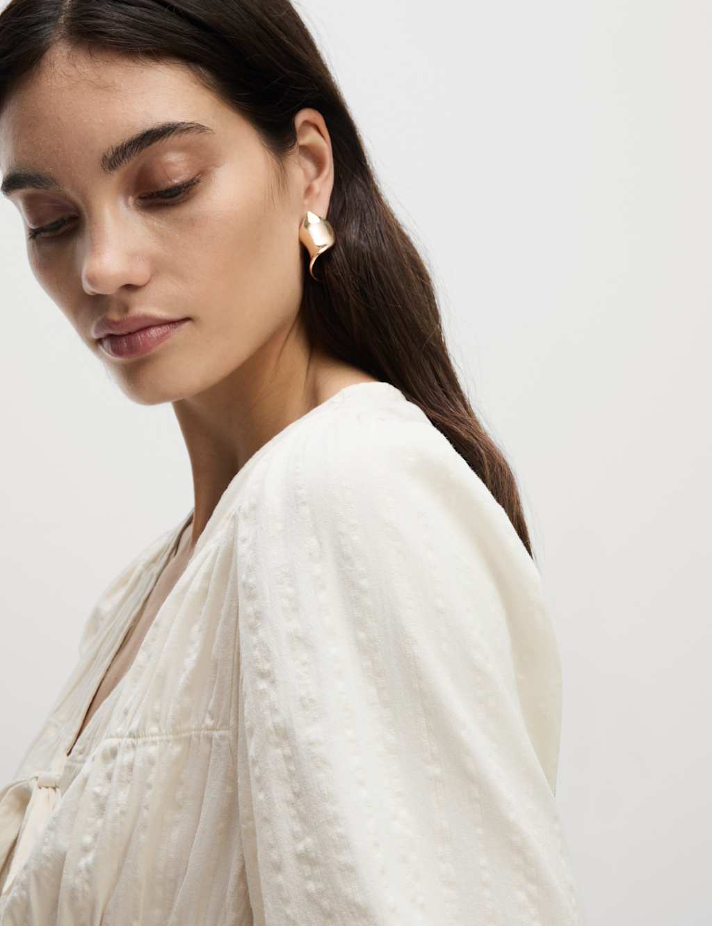 Cotton Rich Tie Front Blouse 6 of 6
