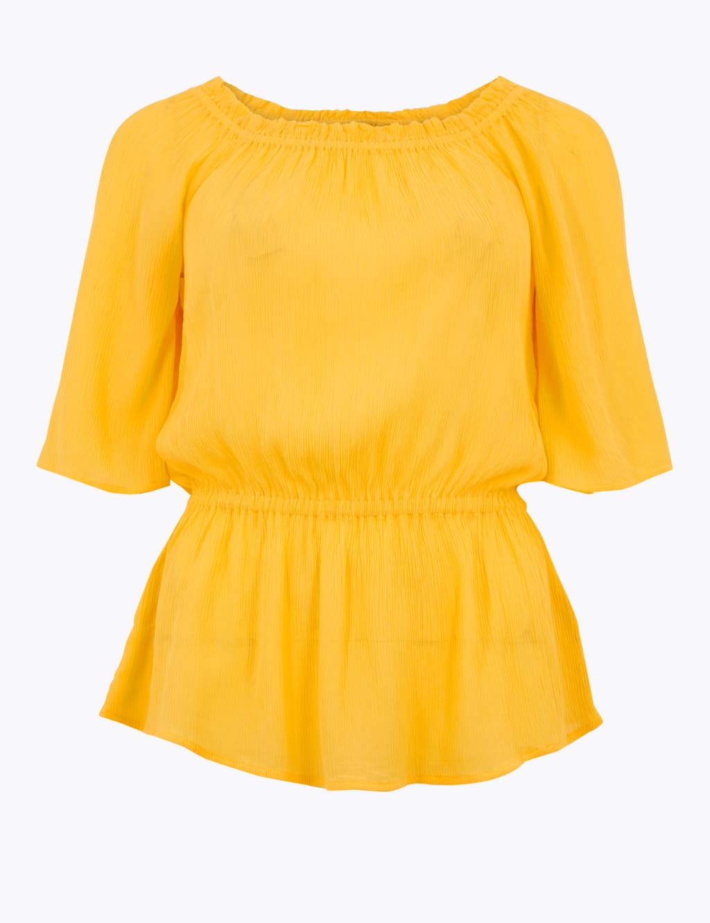 Square Neck Waisted Short Sleeve Blouse 1 of 1
