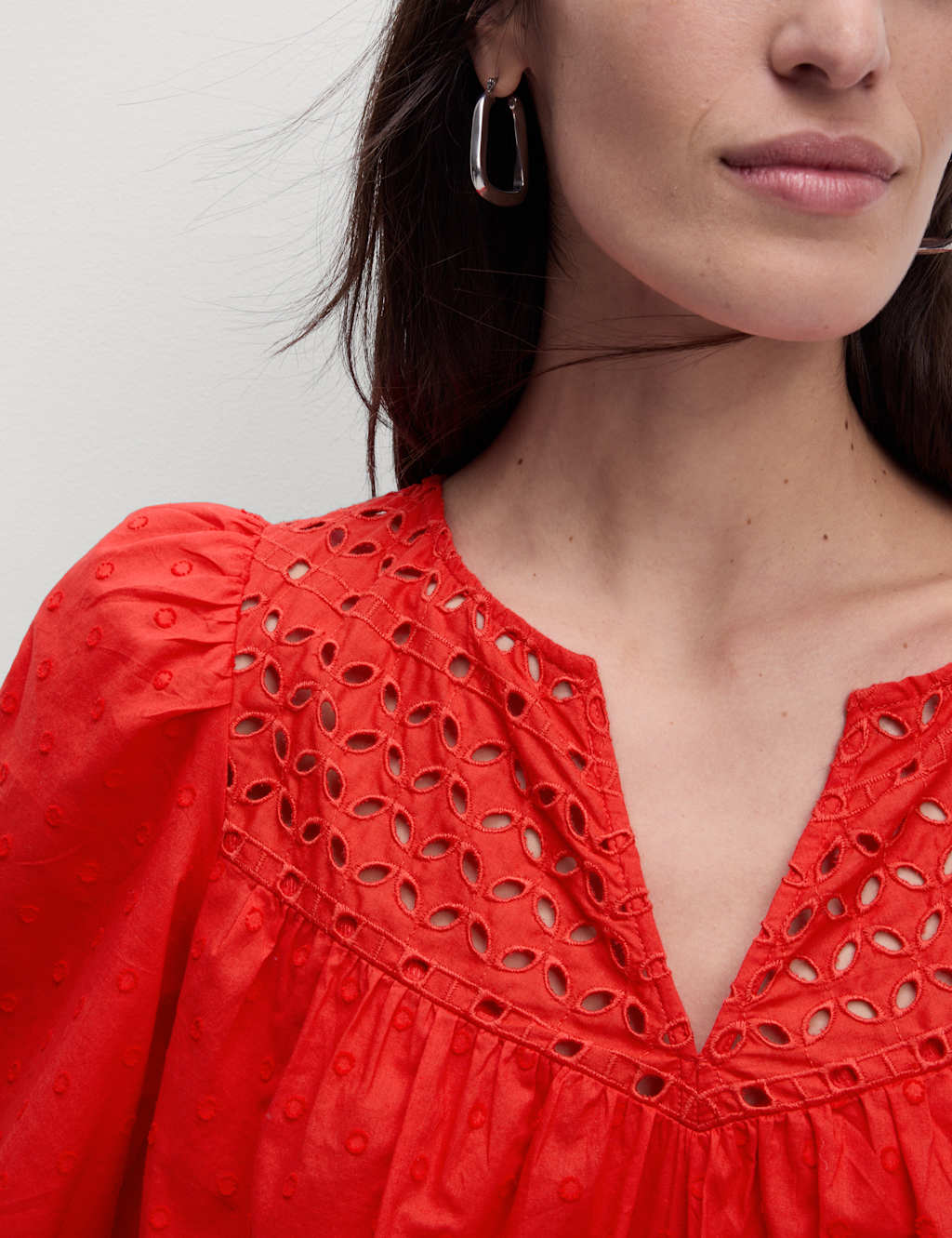 Pure Cotton Broderie Textured Blouse 3 of 6
