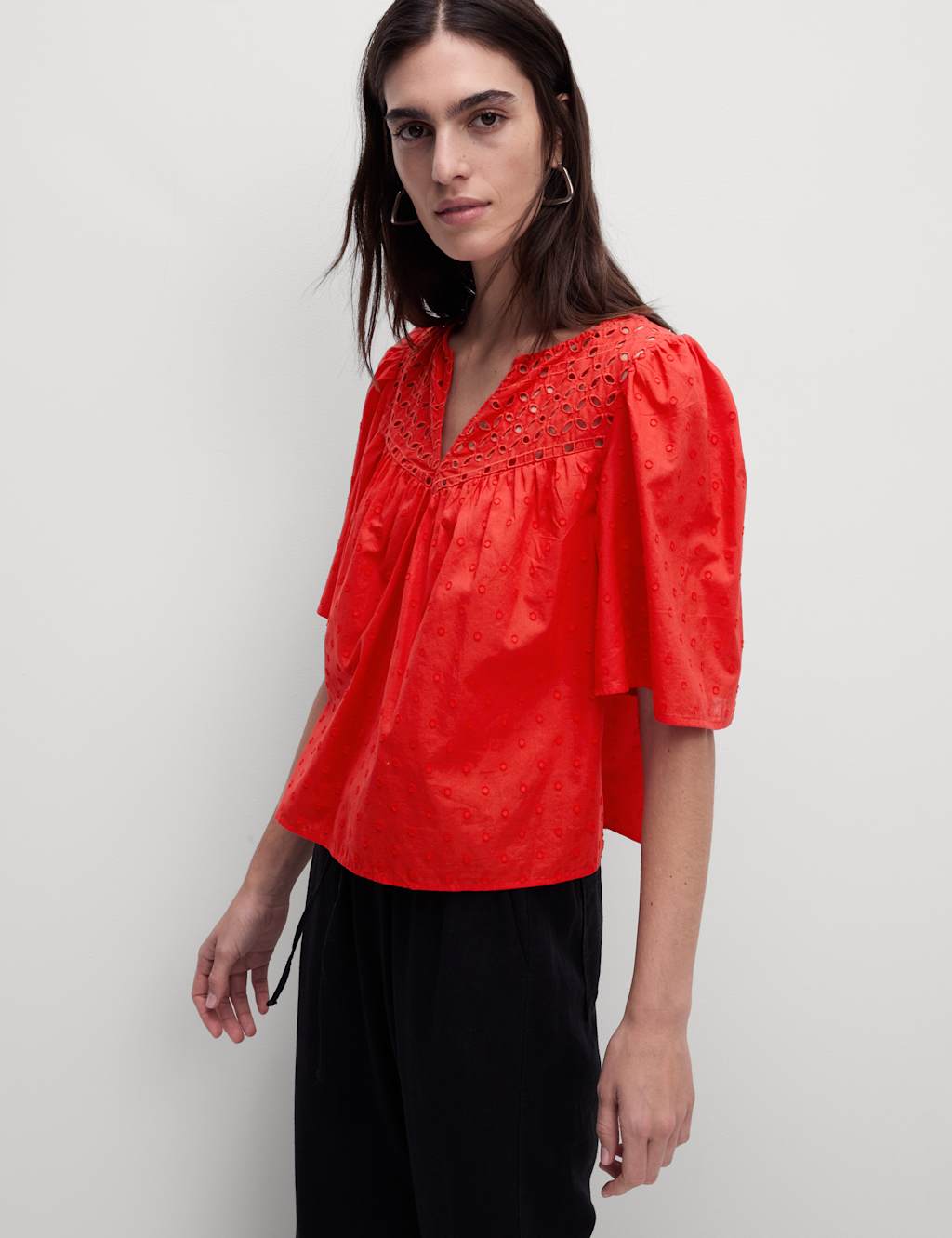 Pure Cotton Broderie Textured Blouse 4 of 6