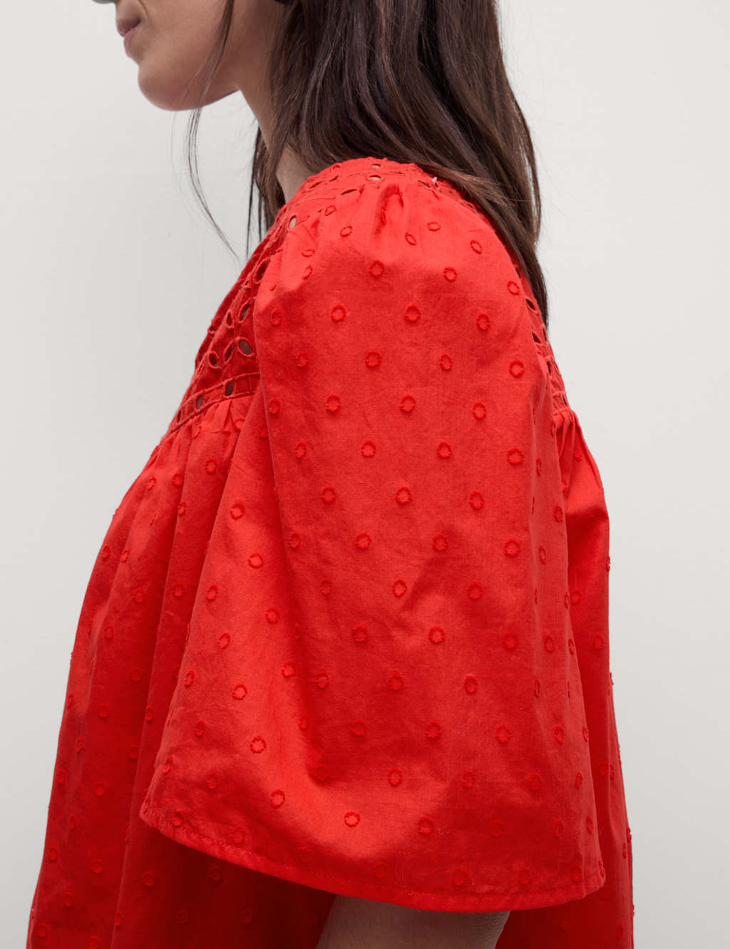Pure Cotton Broderie Textured Blouse 5 of 6