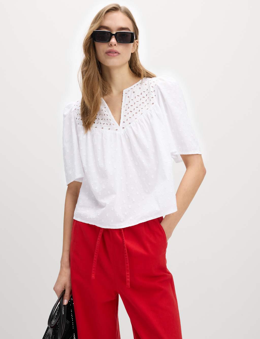 Pure Cotton Broderie Textured Blouse 5 of 5