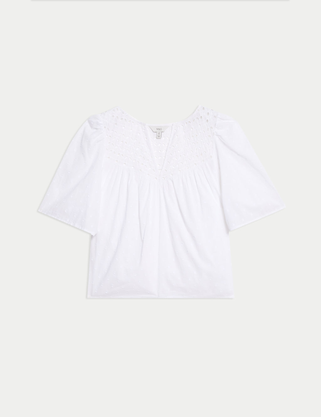 Pure Cotton Broderie Textured Blouse 2 of 5