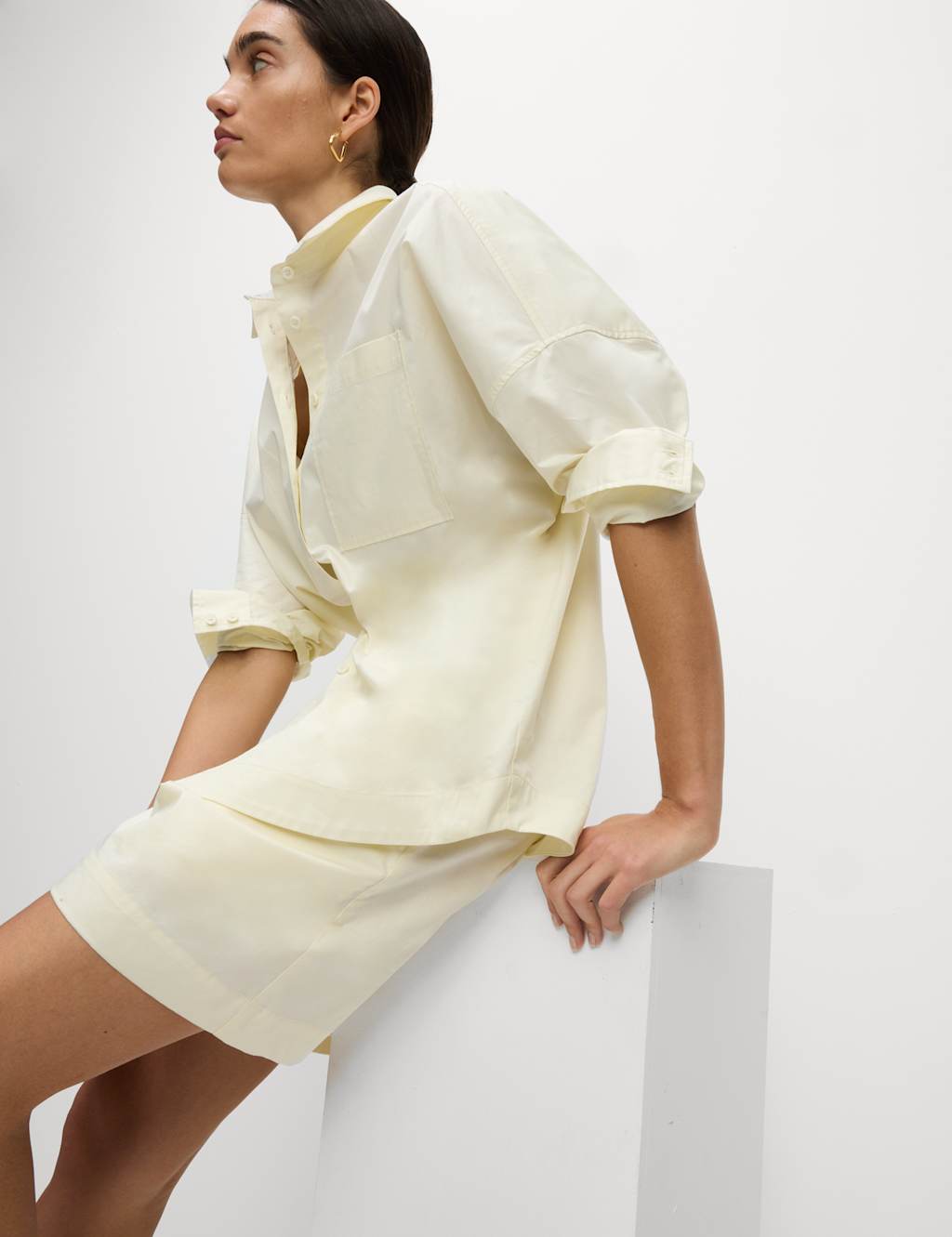 Pure Cotton Collared Button Through Oversized Shirt 6 of 7